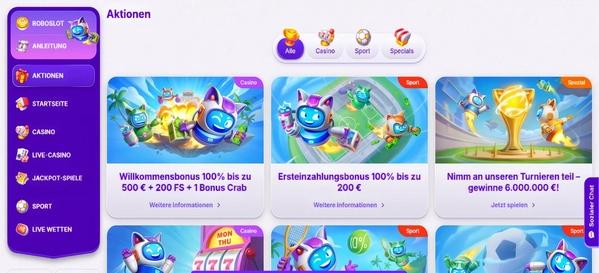 RoboCat Casino desktop screenshot 1